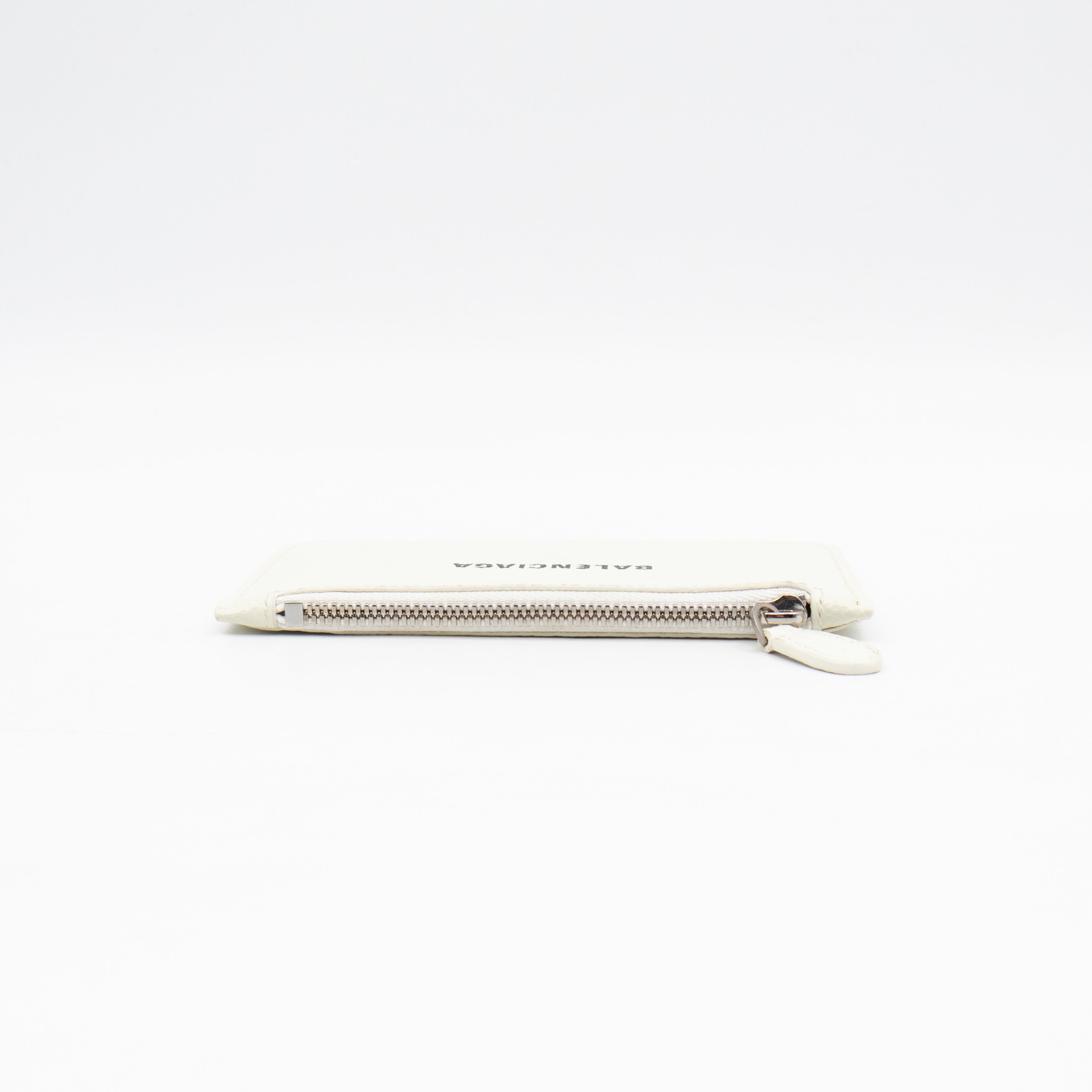 Zipped Card Holder White Leather
