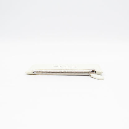 Zipped Card Holder White Leather