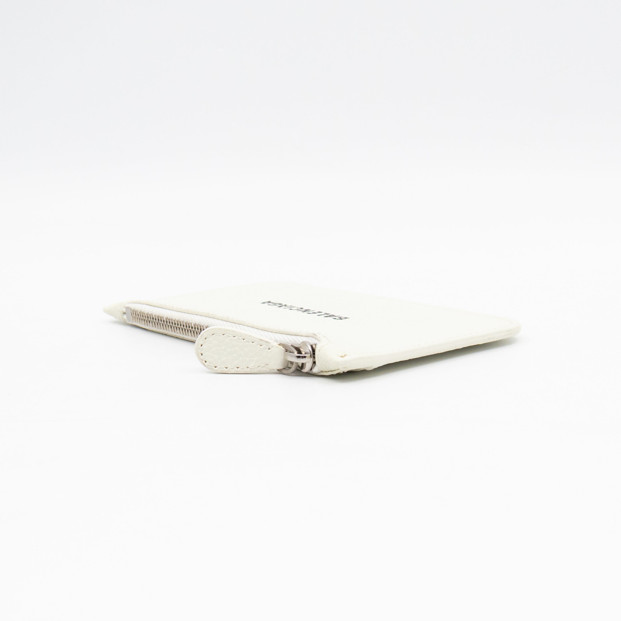 Zipped Card Holder White Leather