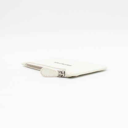 Zipped Card Holder White Leather