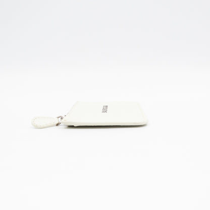 Zipped Card Holder White Leather
