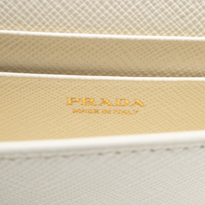 Card Holder With Chain White Saffiano Leather