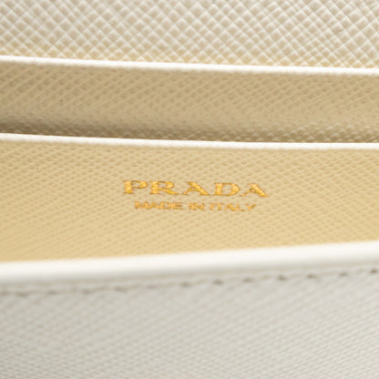 Card Holder With Chain White Saffiano Leather