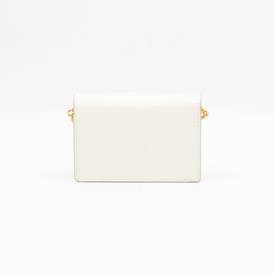 Card Holder With Chain White Saffiano Leather