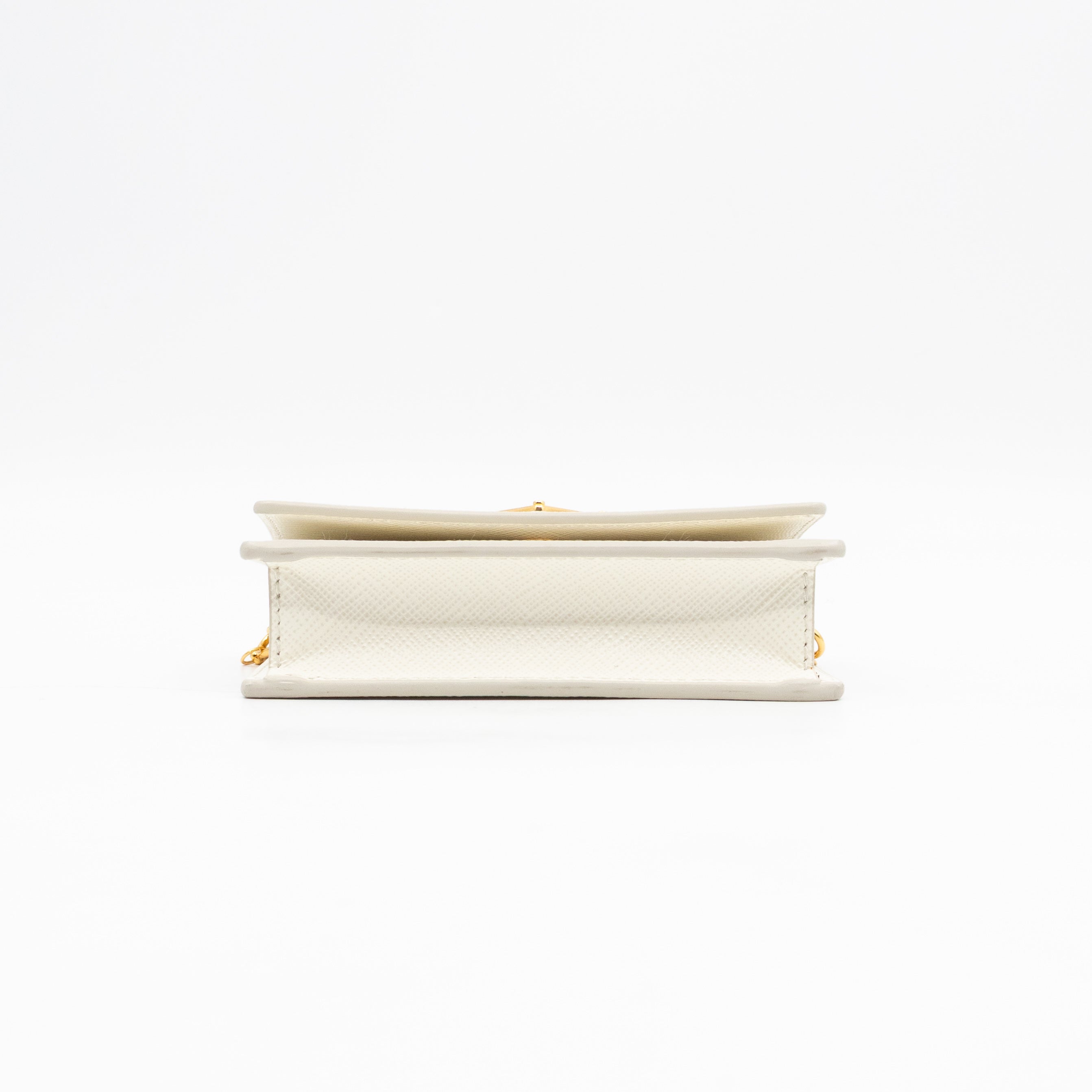 Card Holder With Chain White Saffiano Leather