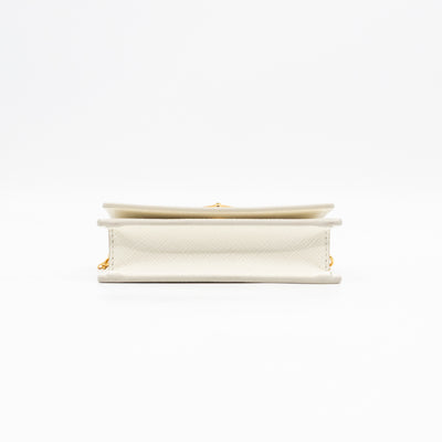 Card Holder With Chain White Saffiano Leather