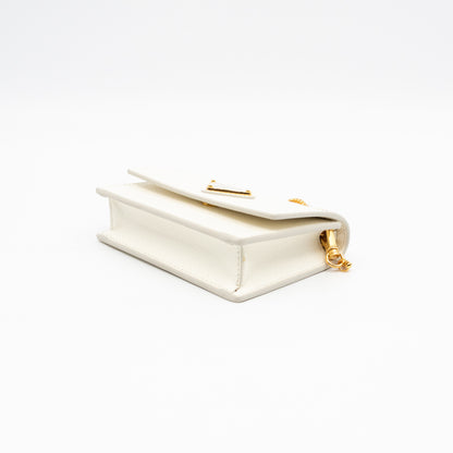 Card Holder With Chain White Saffiano Leather