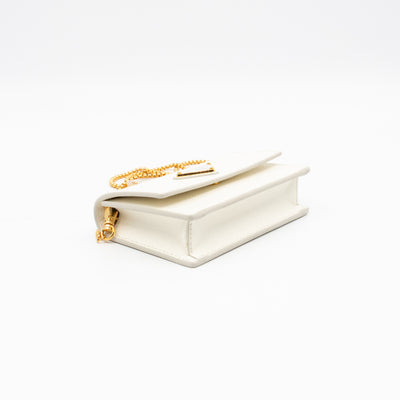 Card Holder With Chain White Saffiano Leather