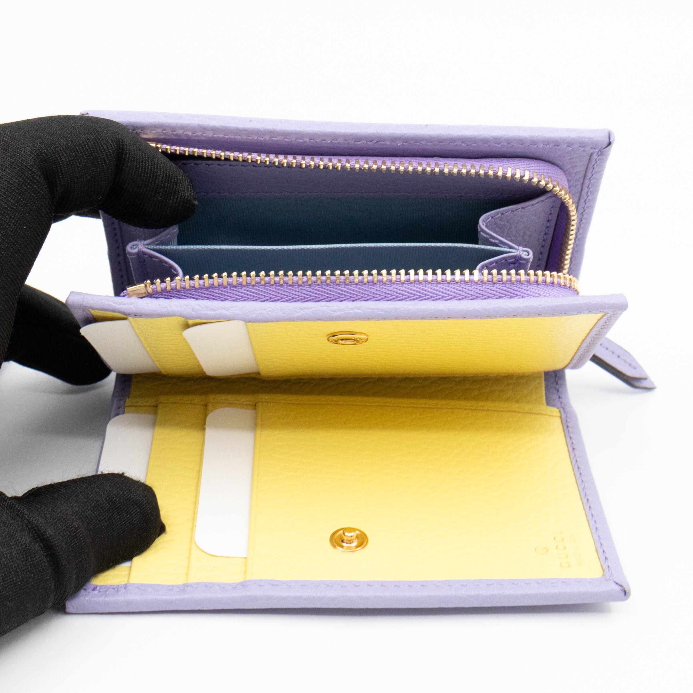 GG Marmont Card Case Wallet Lilac Leather