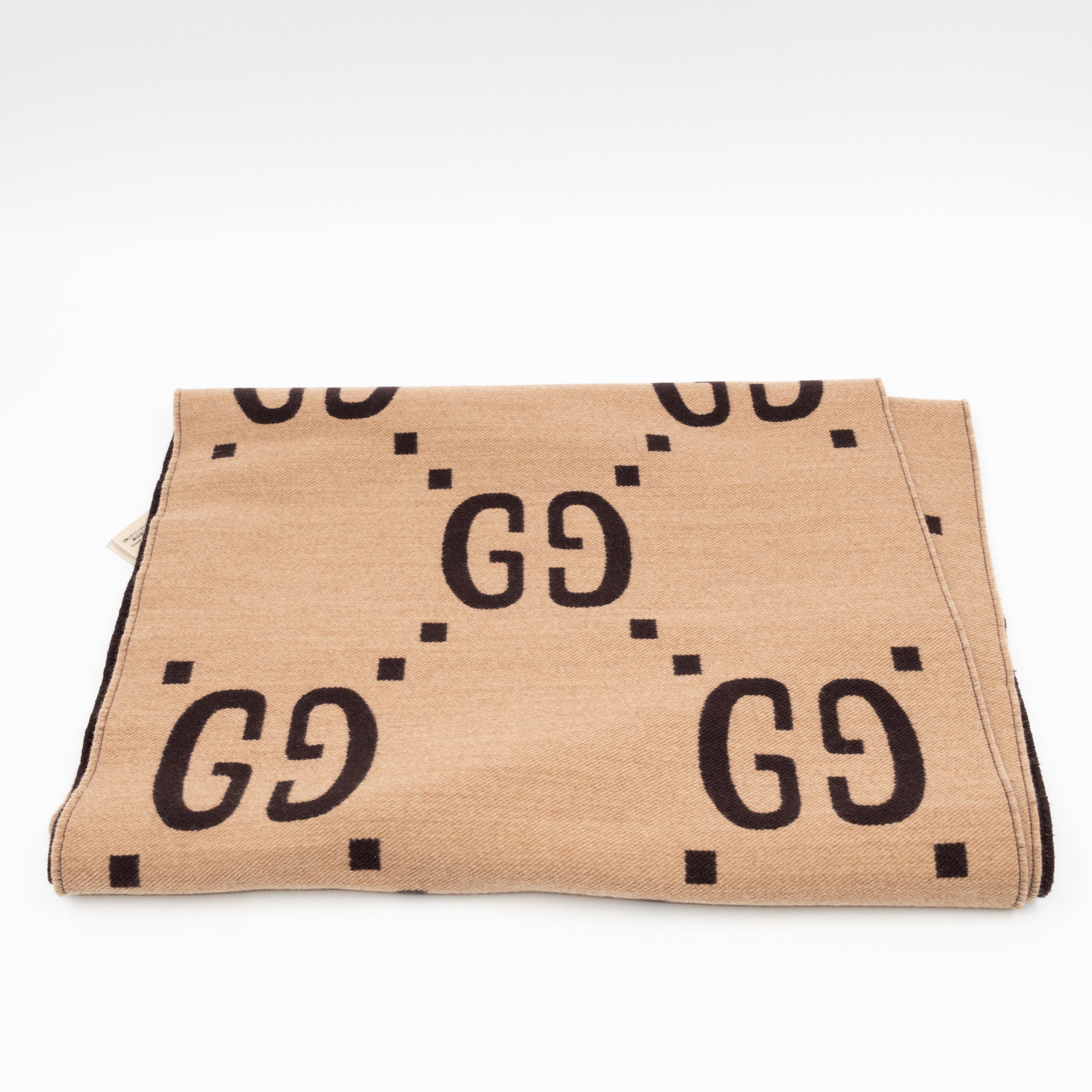 GG Jacquard Jumbo GG Wool Silk Scarf Beige