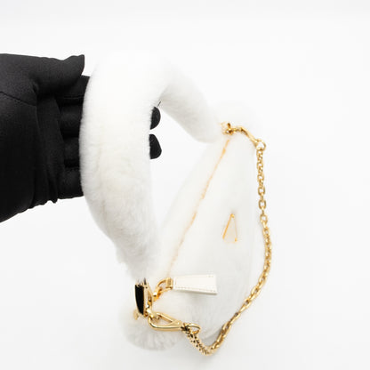 Triangle Crossbody Bag White Shearling