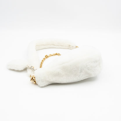 Triangle Crossbody Bag White Shearling