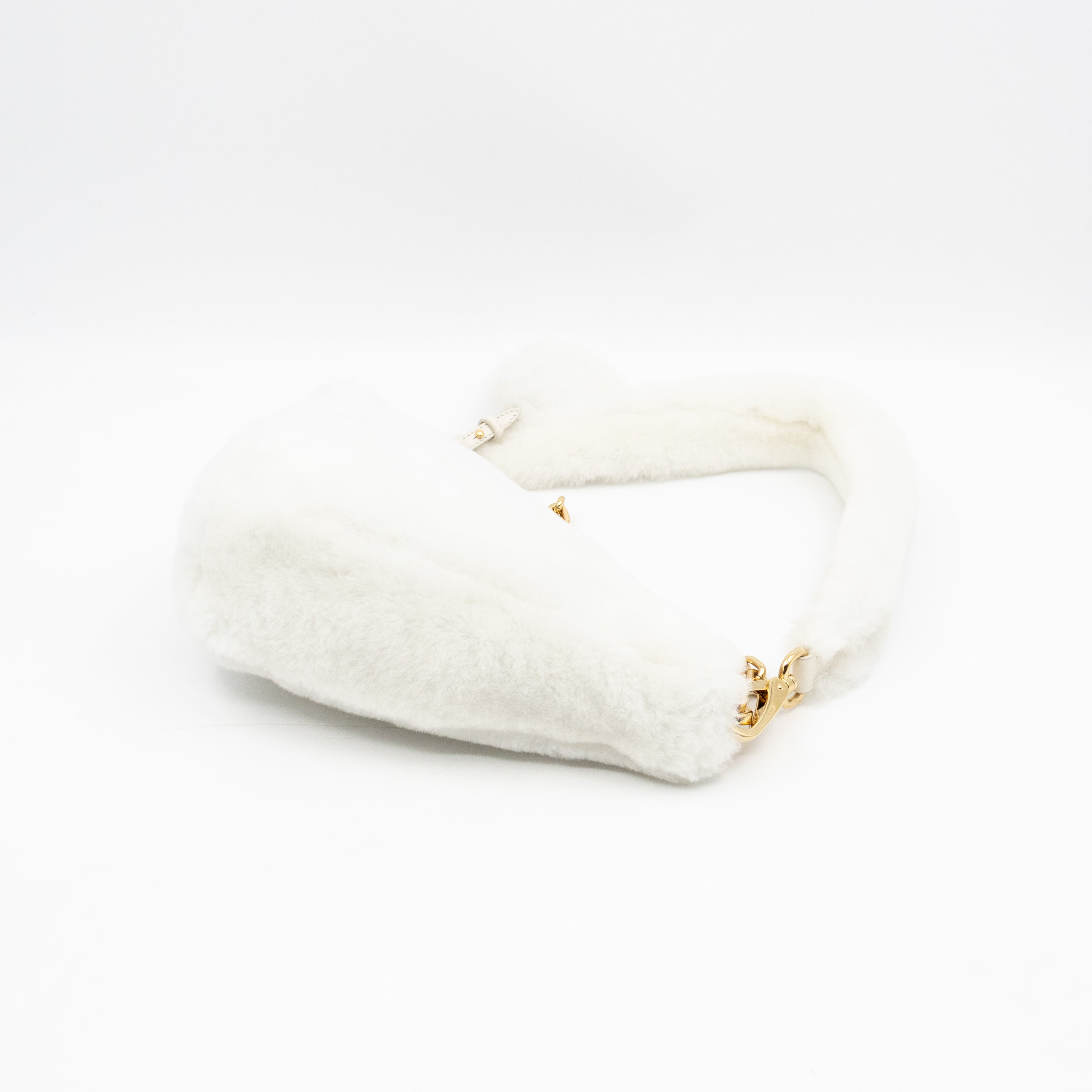 Triangle Crossbody Bag White Shearling