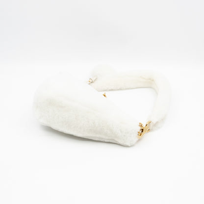 Triangle Crossbody Bag White Shearling