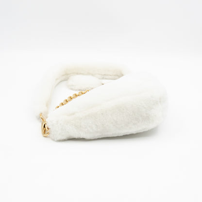 Triangle Crossbody Bag White Shearling