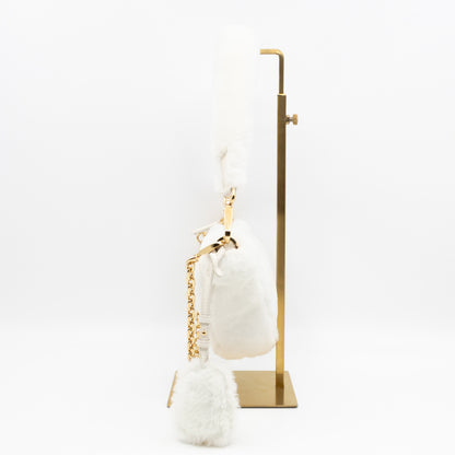 Triangle Crossbody Bag White Shearling