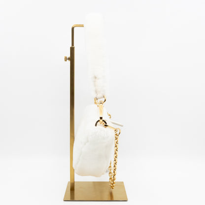 Triangle Crossbody Bag White Shearling