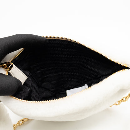 Triangle Crossbody Bag White Shearling