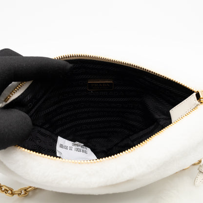 Triangle Crossbody Bag White Shearling
