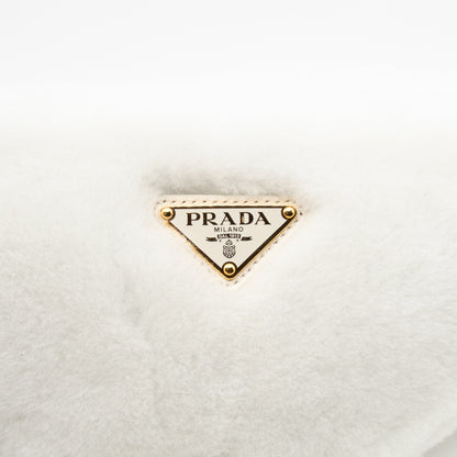 Triangle Crossbody Bag White Shearling