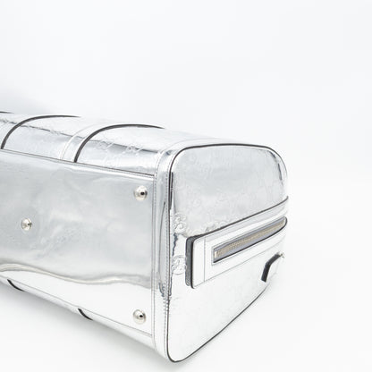 Medium Duffle Bag Metallic Silver Mirror Effect GG