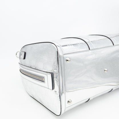 Medium Duffle Bag Metallic Silver Mirror Effect GG