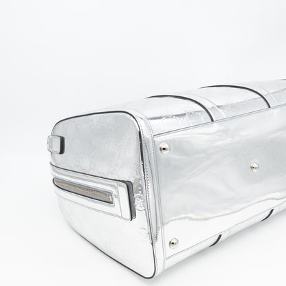 Medium Duffle Bag Metallic Silver Mirror Effect GG