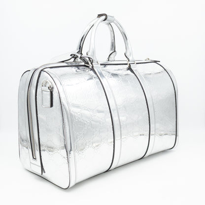 Medium Duffle Bag Metallic Silver Mirror Effect GG