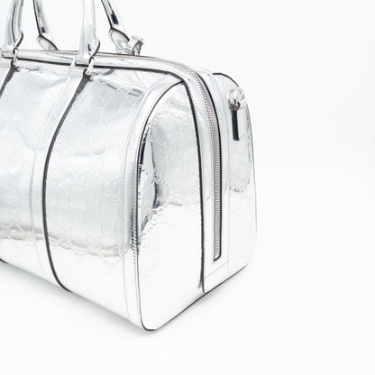 Medium Duffle Bag Metallic Silver Mirror Effect GG