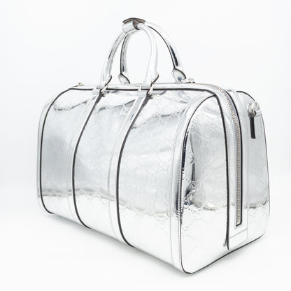 Medium Duffle Bag Metallic Silver Mirror Effect GG
