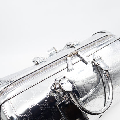 Medium Duffle Bag Metallic Silver Mirror Effect GG