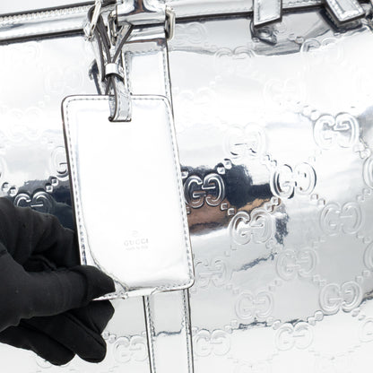 Medium Duffle Bag Metallic Silver Mirror Effect GG