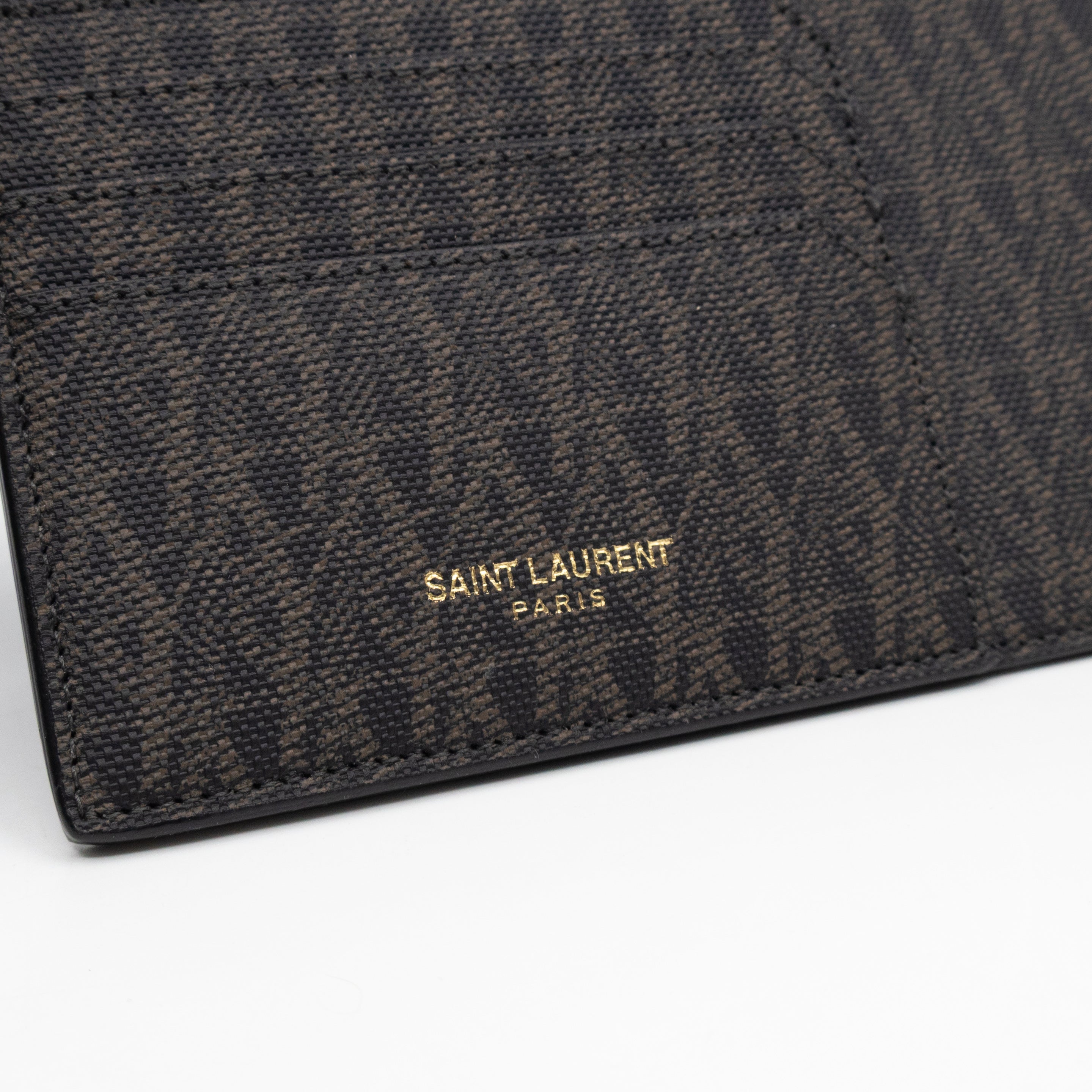 Large Zip Pouch Brown Print Black Leather