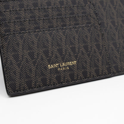 Large Zip Pouch Brown Print Black Leather