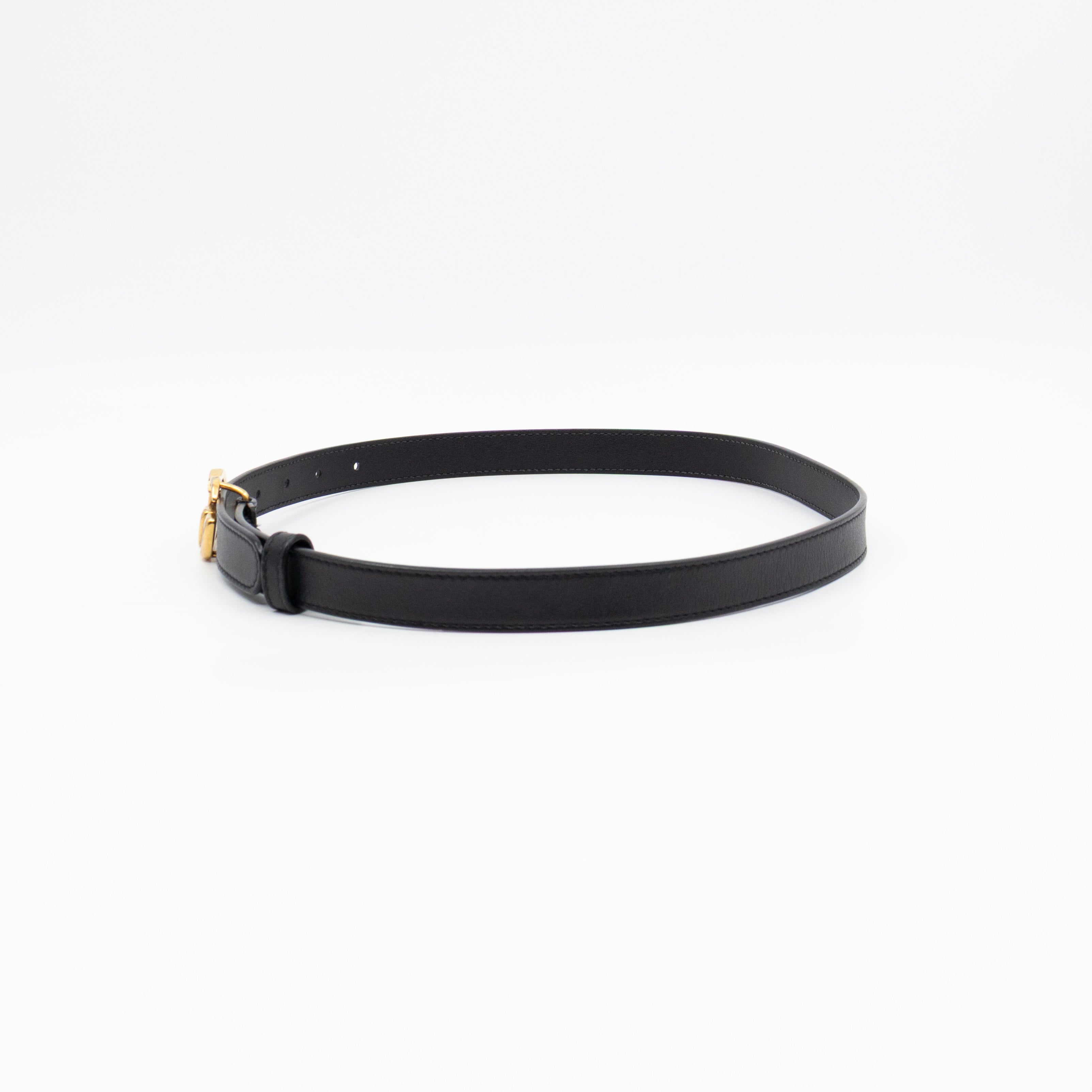 GG Marmont Thin Belt Black Leather 70 cm