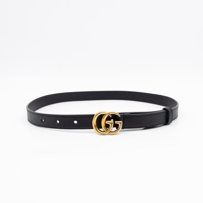 GG Marmont Thin Belt Black Leather 70 cm