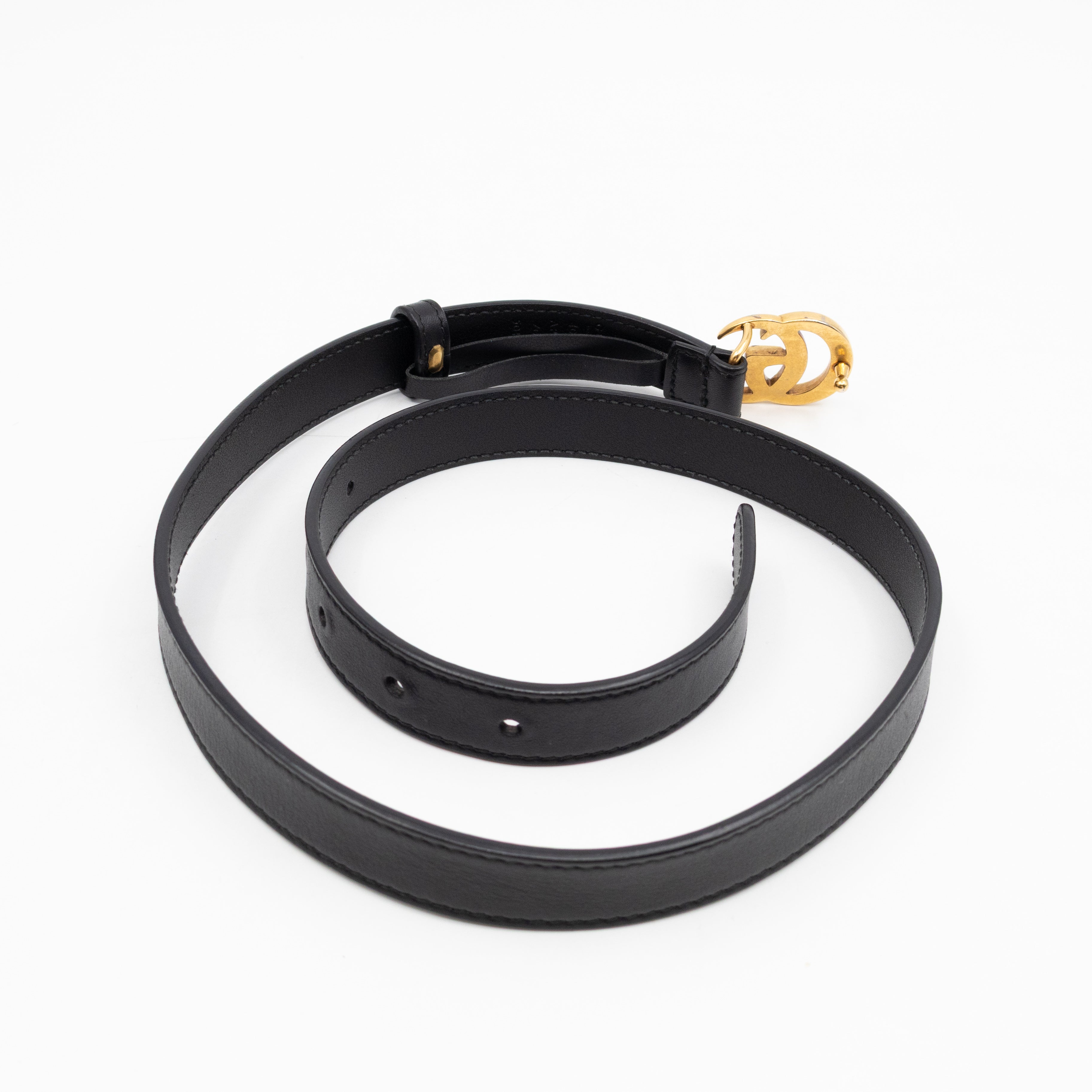 GG Marmont Thin Belt Black Leather 70 cm