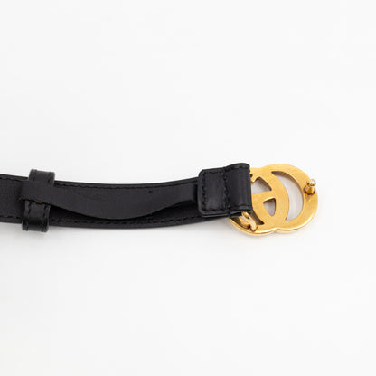 GG Marmont Thin Belt Black Leather 70 cm