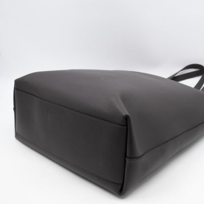 North South Large Shopping Tote Grey Leather