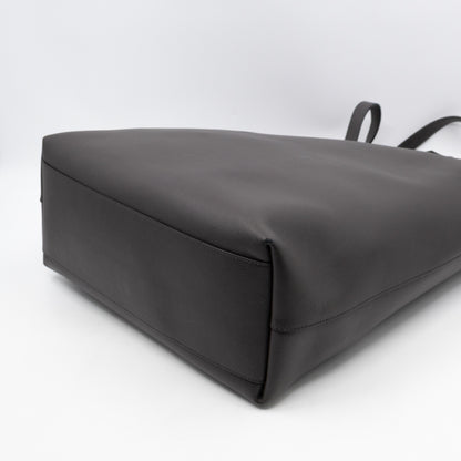 North South Large Shopping Tote Grey Leather