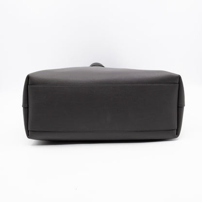 North South Large Shopping Tote Grey Leather