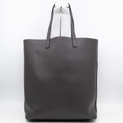 North South Large Shopping Tote Grey Leather
