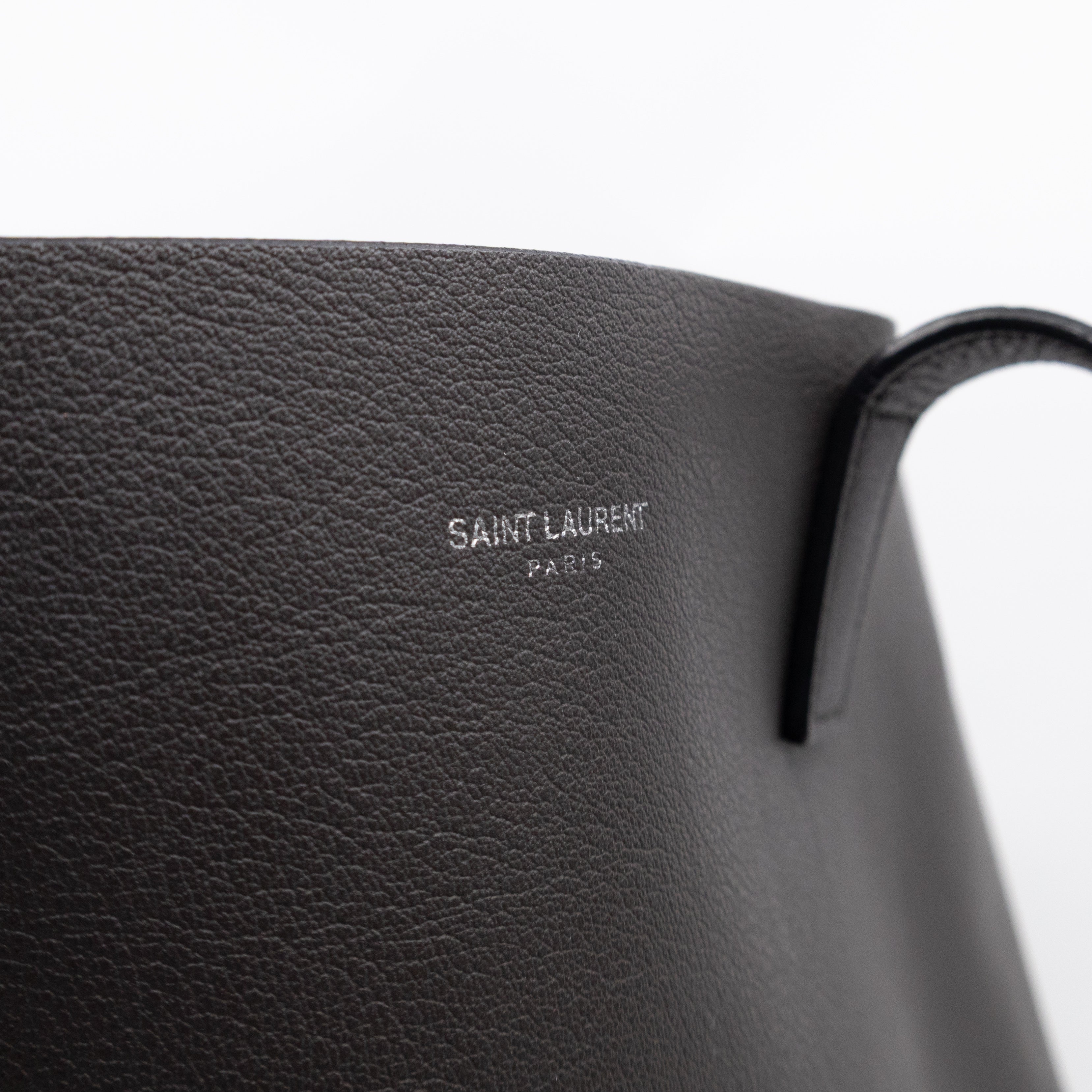 North South Large Shopping Tote Grey Leather