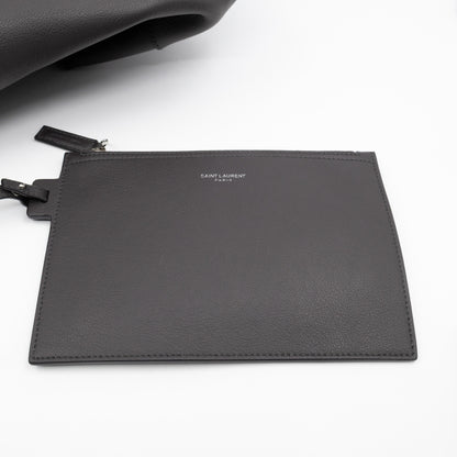 North South Large Shopping Tote Grey Leather