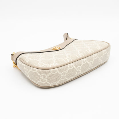 Ophidia Mini Bag GG Supreme Canvas Beige and White
