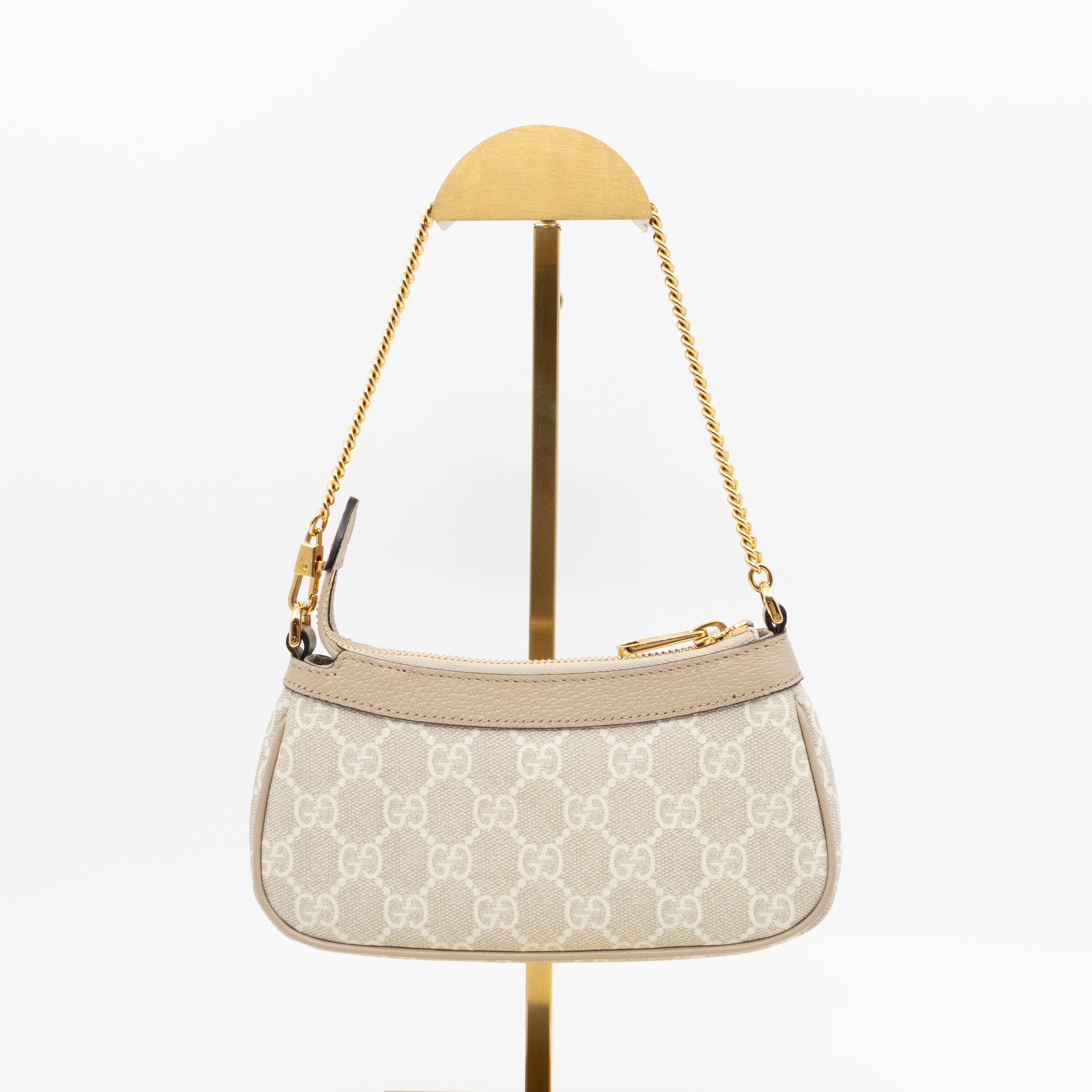 Ophidia Mini Bag GG Supreme Canvas Beige and White