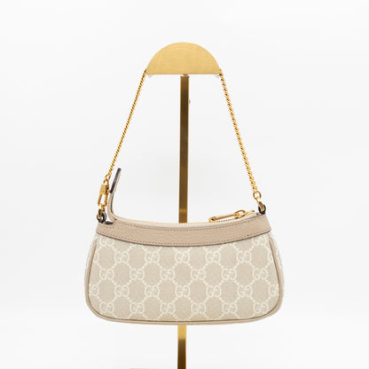 Ophidia Mini Bag GG Supreme Canvas Beige and White