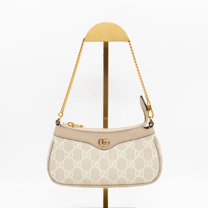 Ophidia Mini Bag GG Supreme Canvas Beige and White