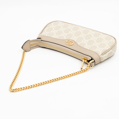 Ophidia Mini Bag GG Supreme Canvas Beige and White