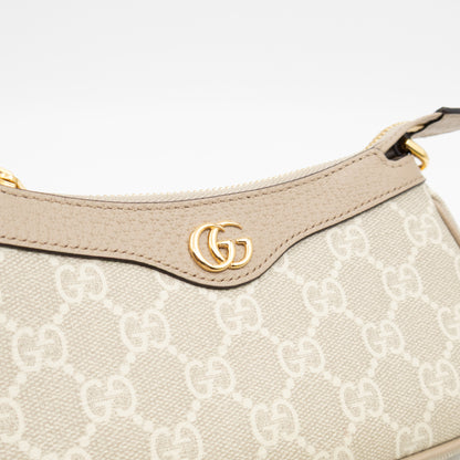 Ophidia Mini Bag GG Supreme Canvas Beige and White
